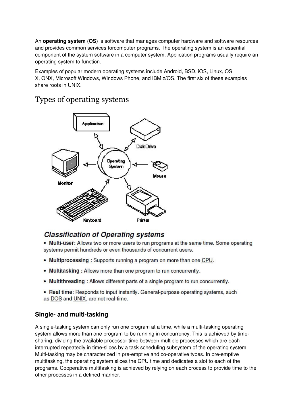 Types of Operating Systems