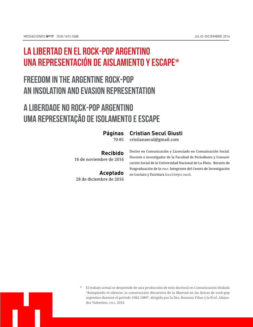 La Libertad En El Rock-Pop Argentino Una