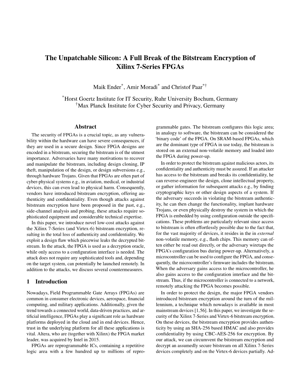 A Full Break of the Bitstream Encryption of Xilinx 7-Series Fpgas