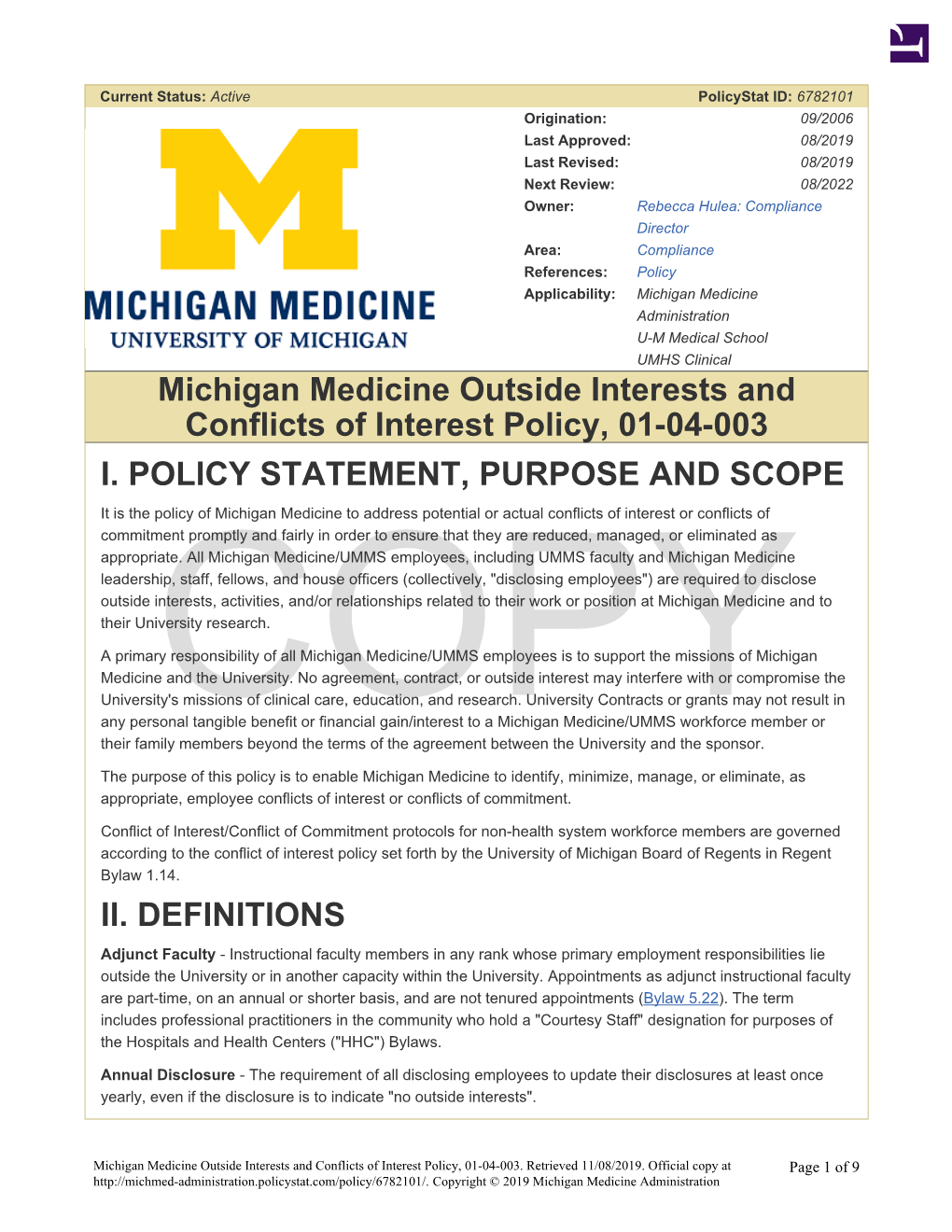 Michigan Medicine 2019