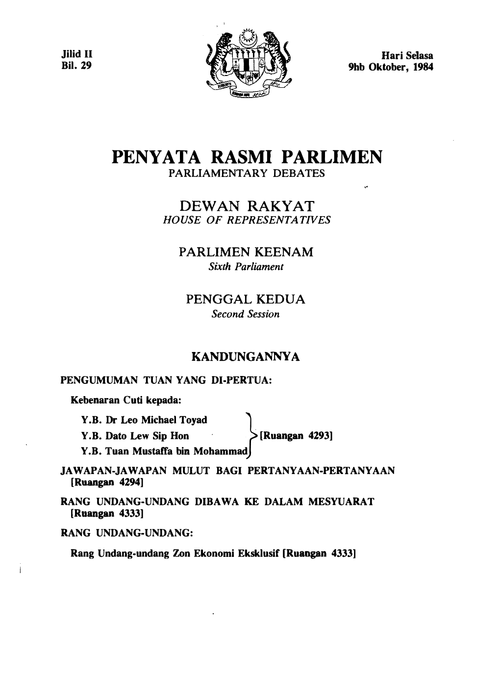 Penyata Rasmi Parlimen Parliamentary Debates