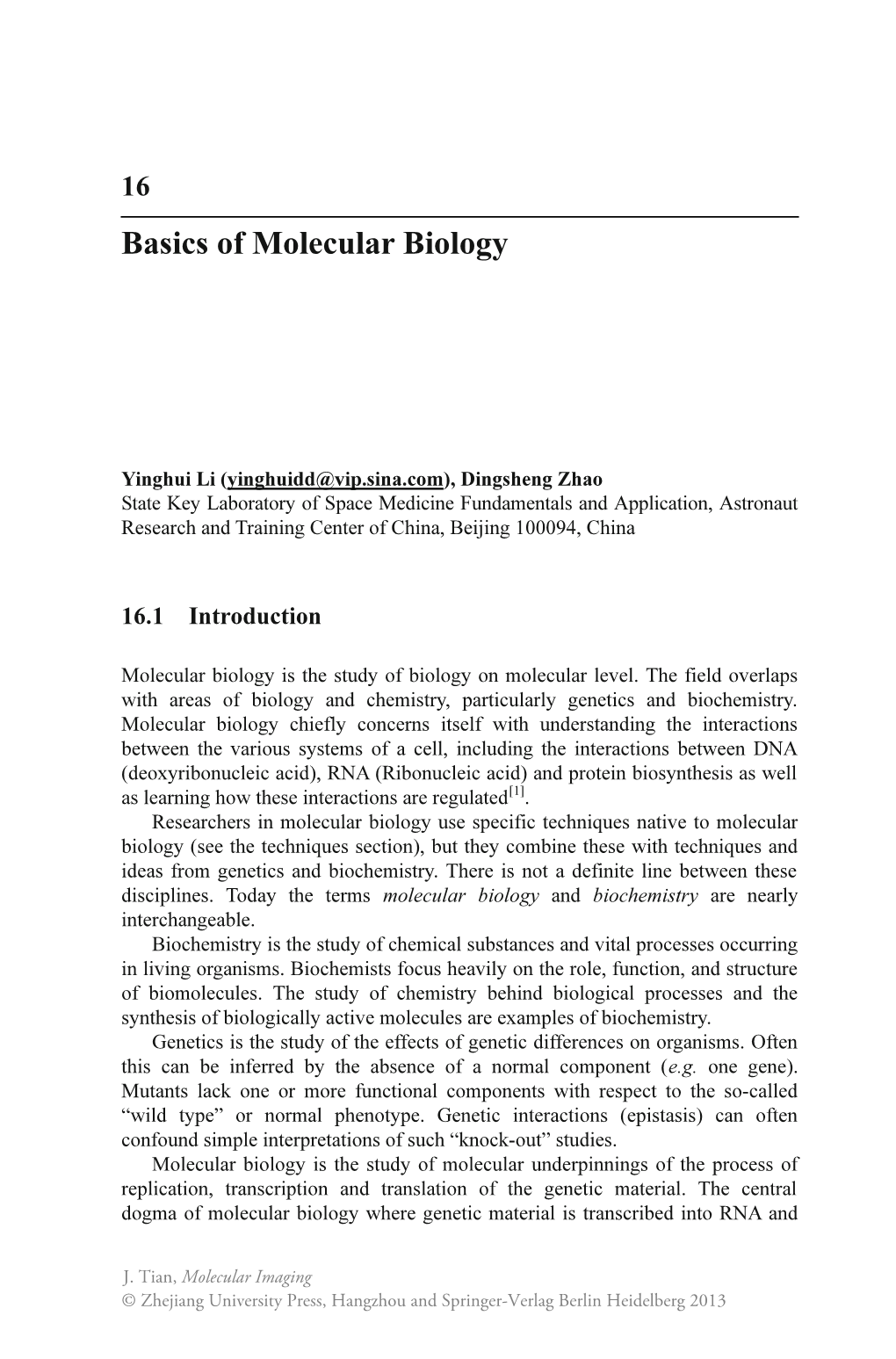 Basics of Molecular Biology