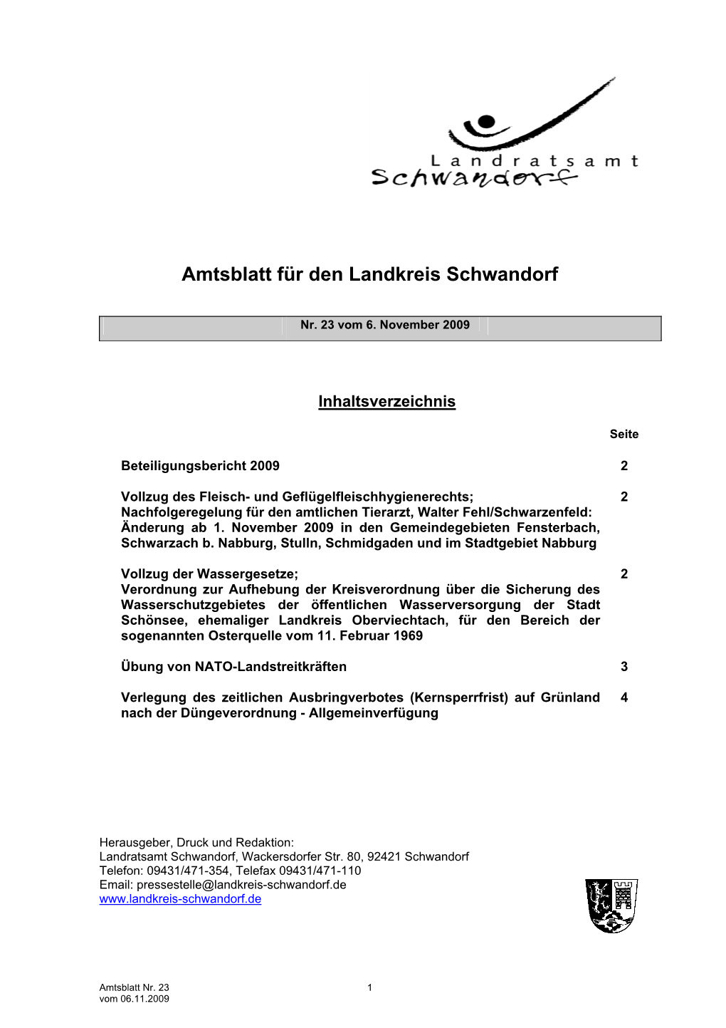 Amtsblatt Für Den Landkreis Schwandorf