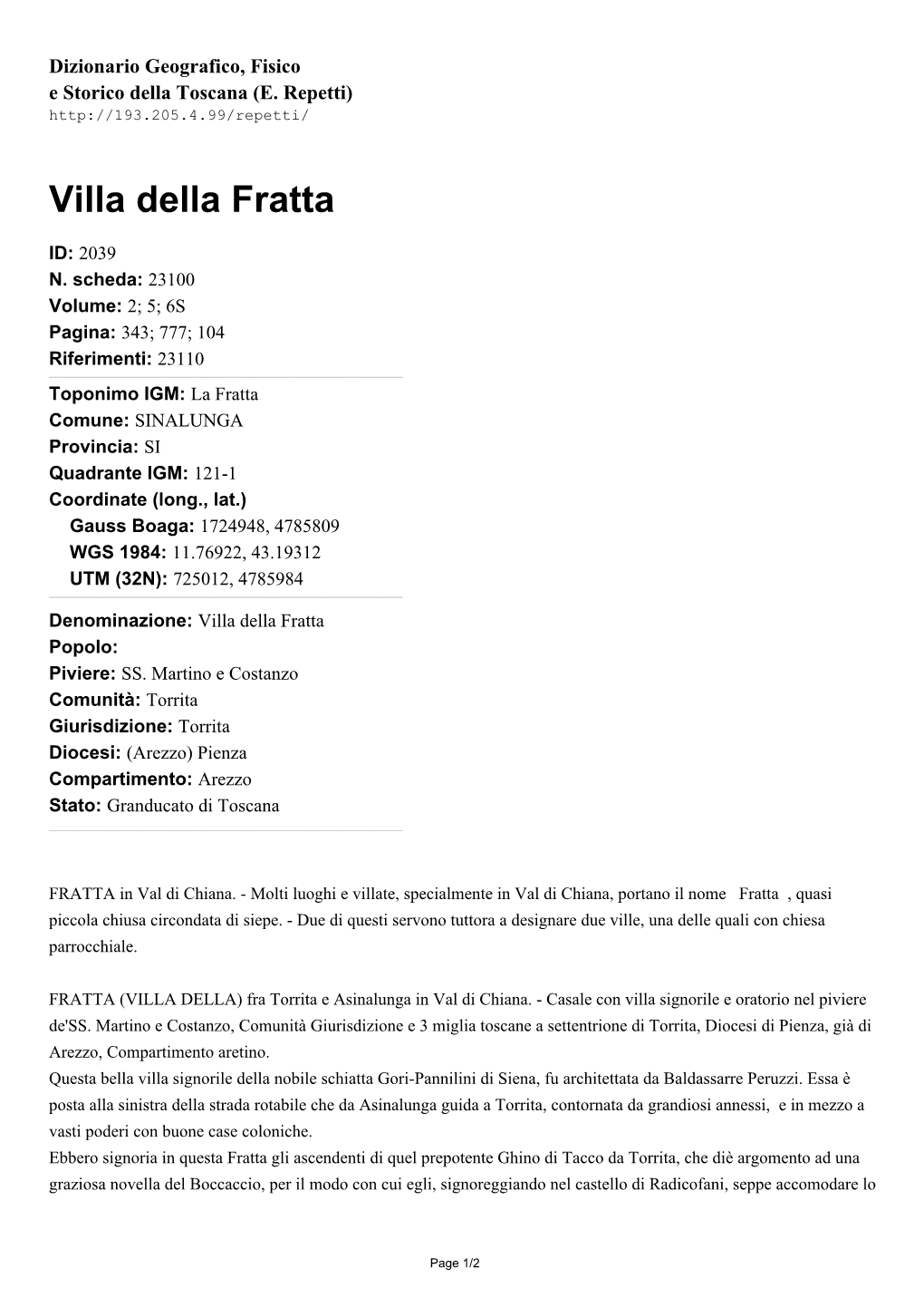 Villa Della Fratta