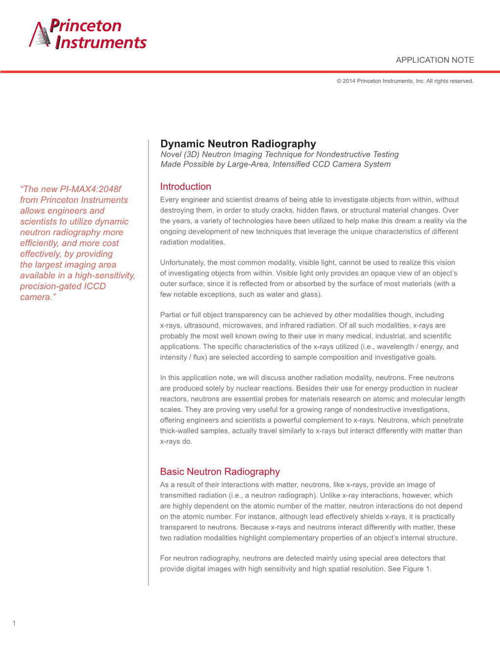 Dynamic Neutron Radiography Novel (3D) Neutron Imaging Technique for Nondestructive Testing Made Possible by Large-Area, Intensified CCD Camera System