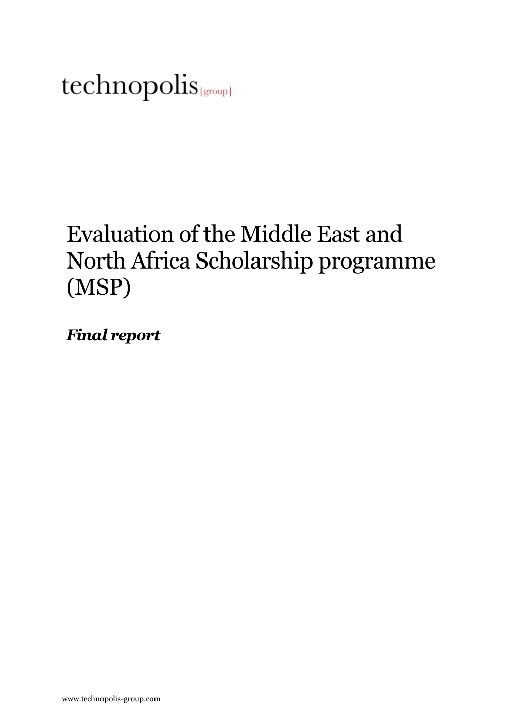 Evaluation of the Middle East and North Africa Scholarship Programme