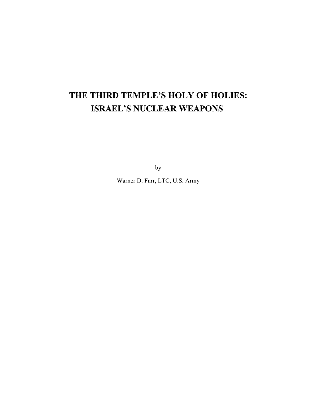 Israel's Nuclear Weapons