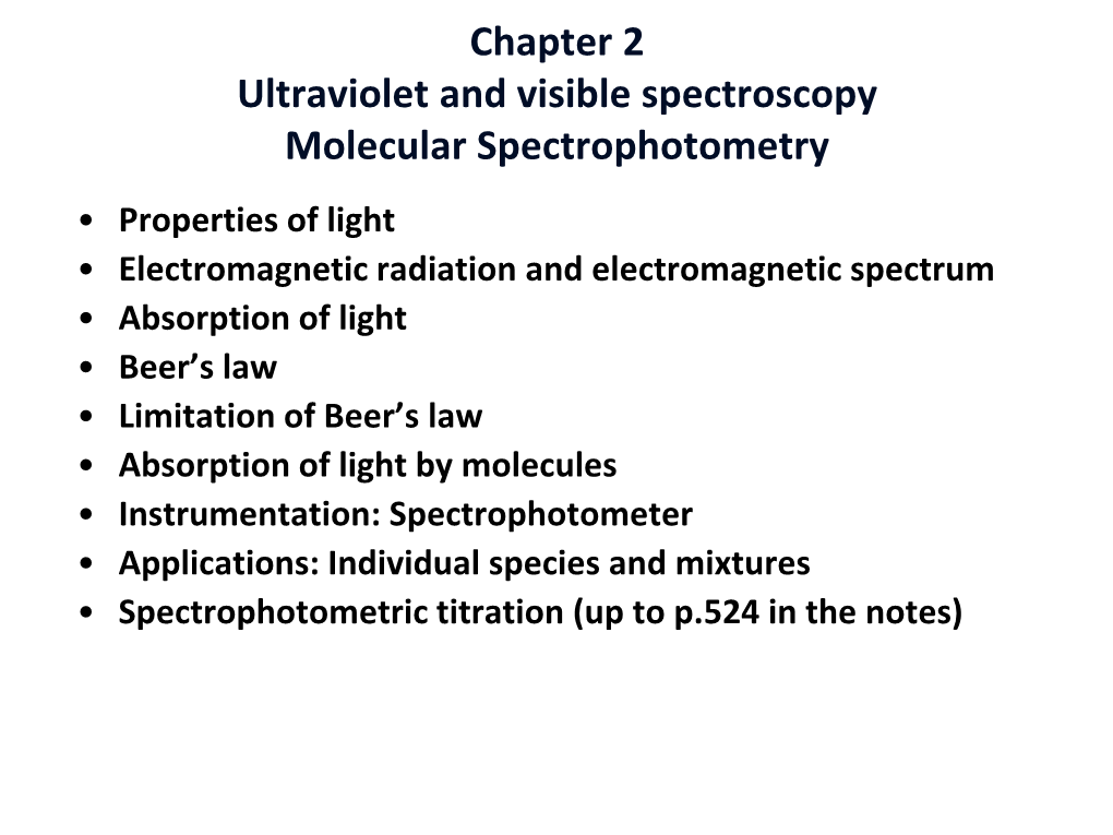 Absorbance of Electromagnetic Radiation