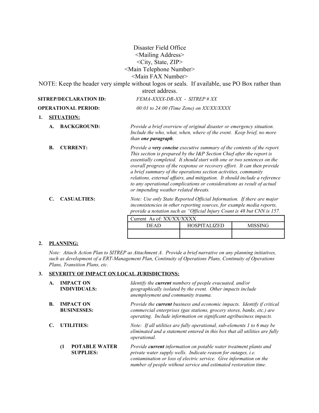 Sitrep/Declaration Id