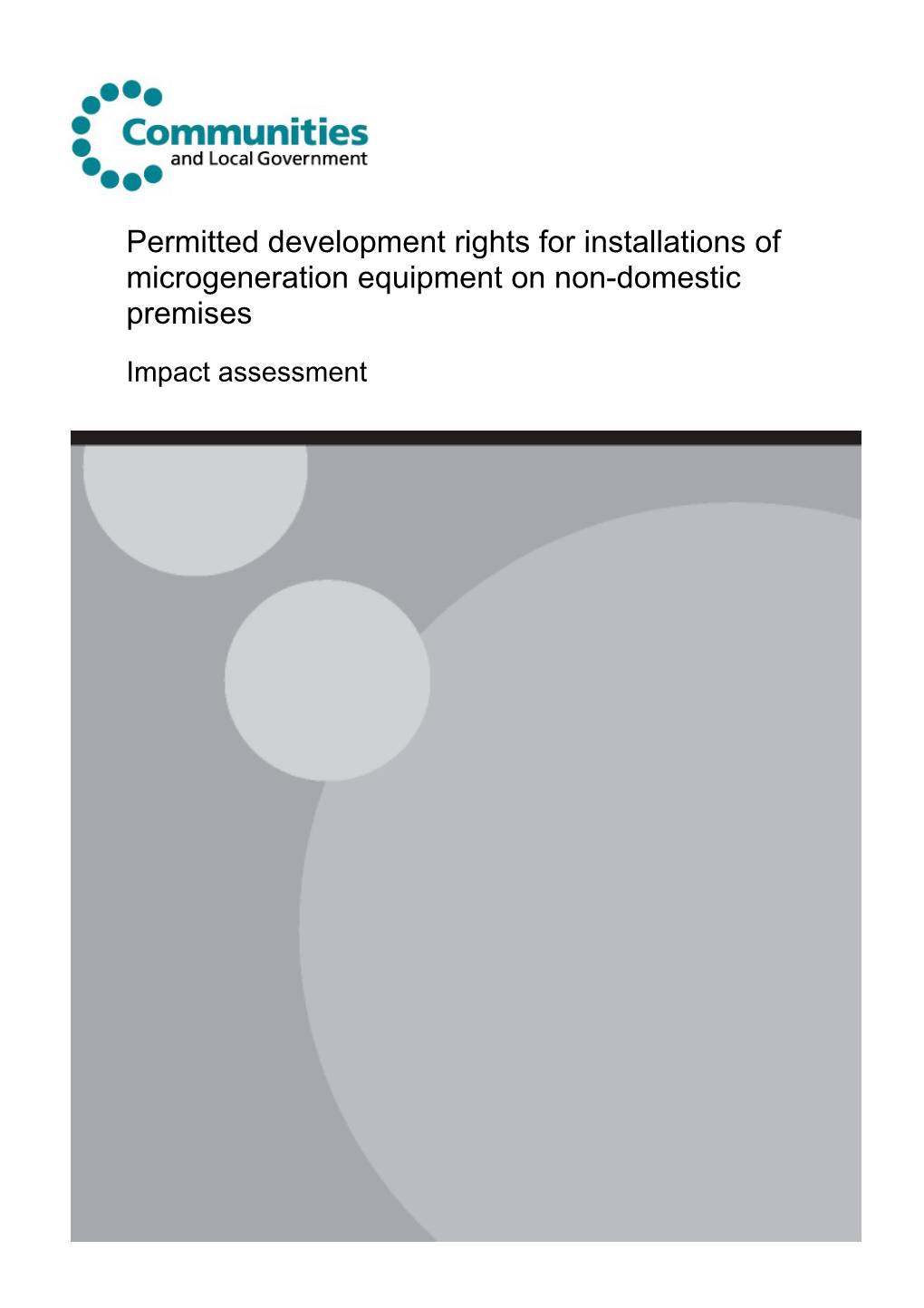 Permitted Development Rights for Installations of Microgeneration Equipment on Non-Domestic Premises