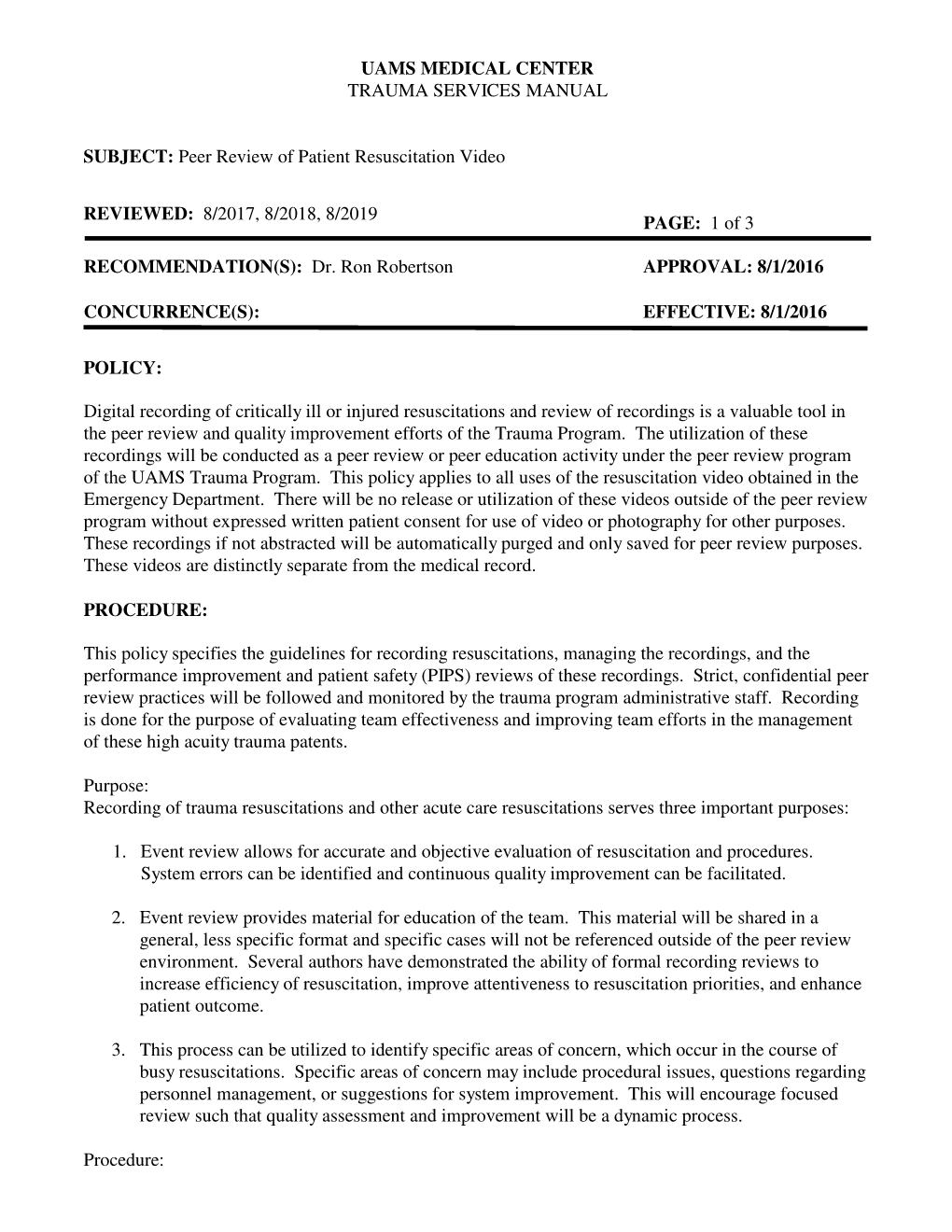 Peer Review Patient Resuscitation Video