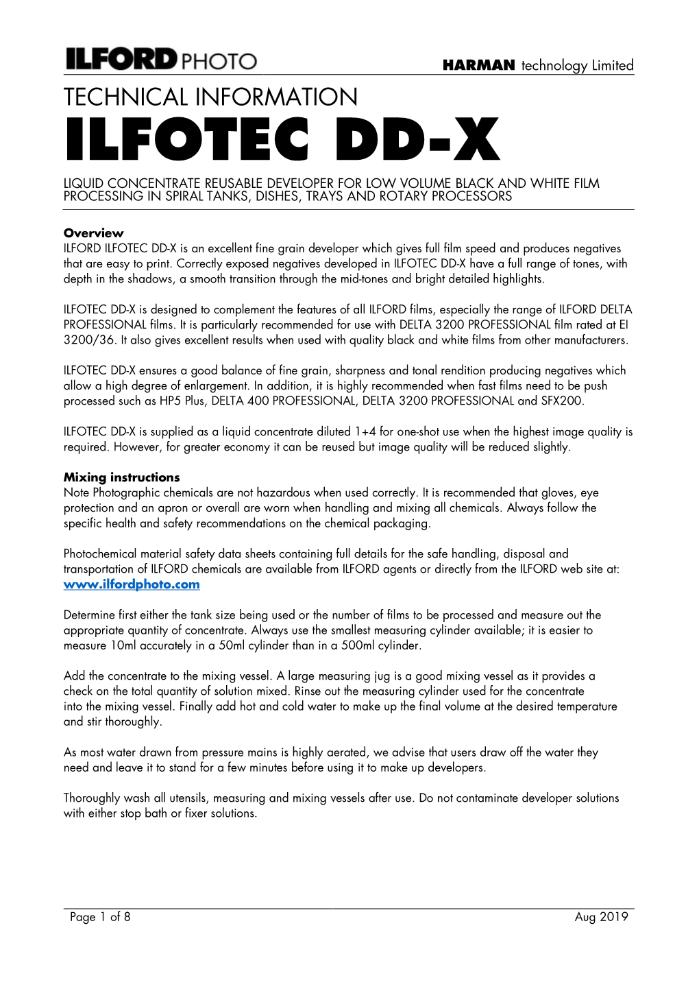 Ilfotec Dd-X Liquid Concentrate Reusable Developer for Low Volume Black and White Film Processing in Spiral Tanks, Dishes, Trays and Rotary Processors