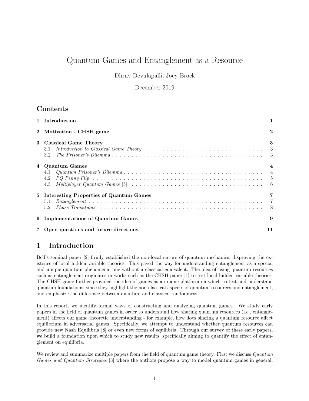 Quantum Games and Entanglement As a Resource