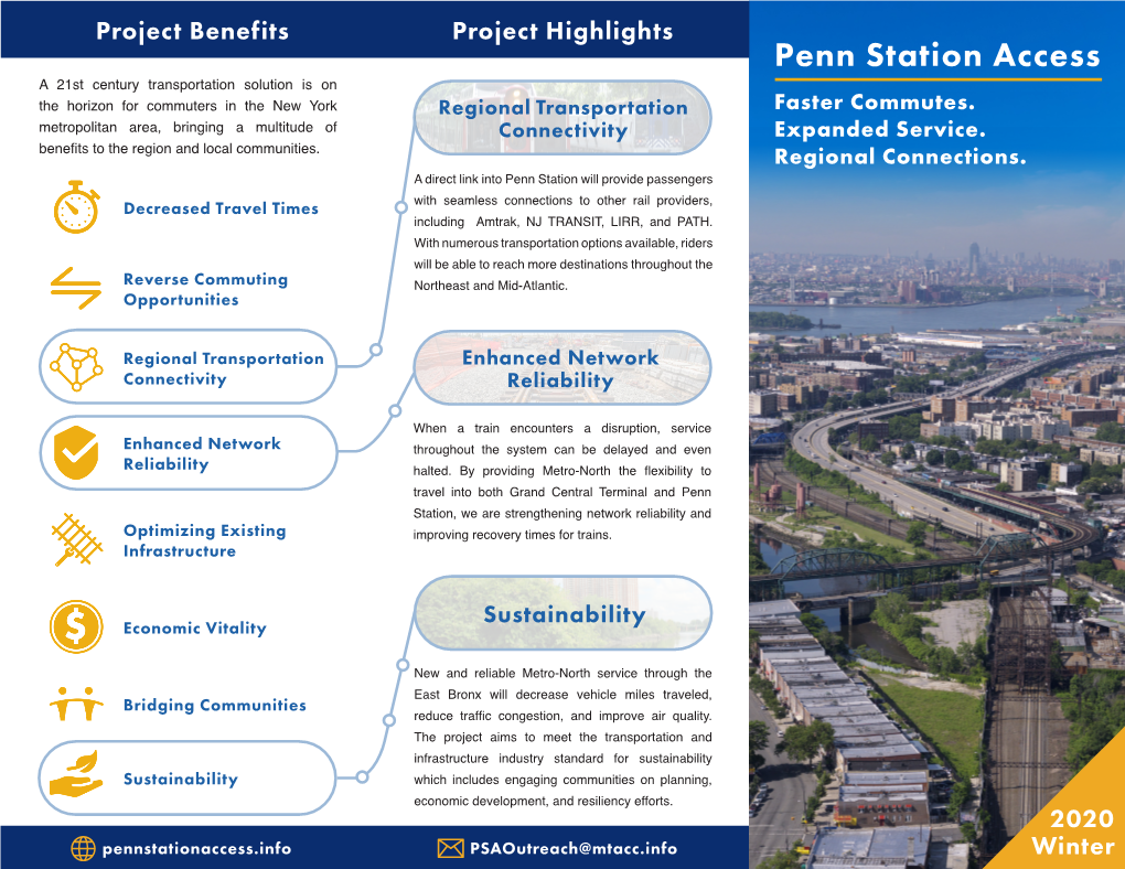 Penn Station Access a 21St Century Transportation Solution Is on the Horizon for Commuters in the New York Regional Transportation Faster Commutes