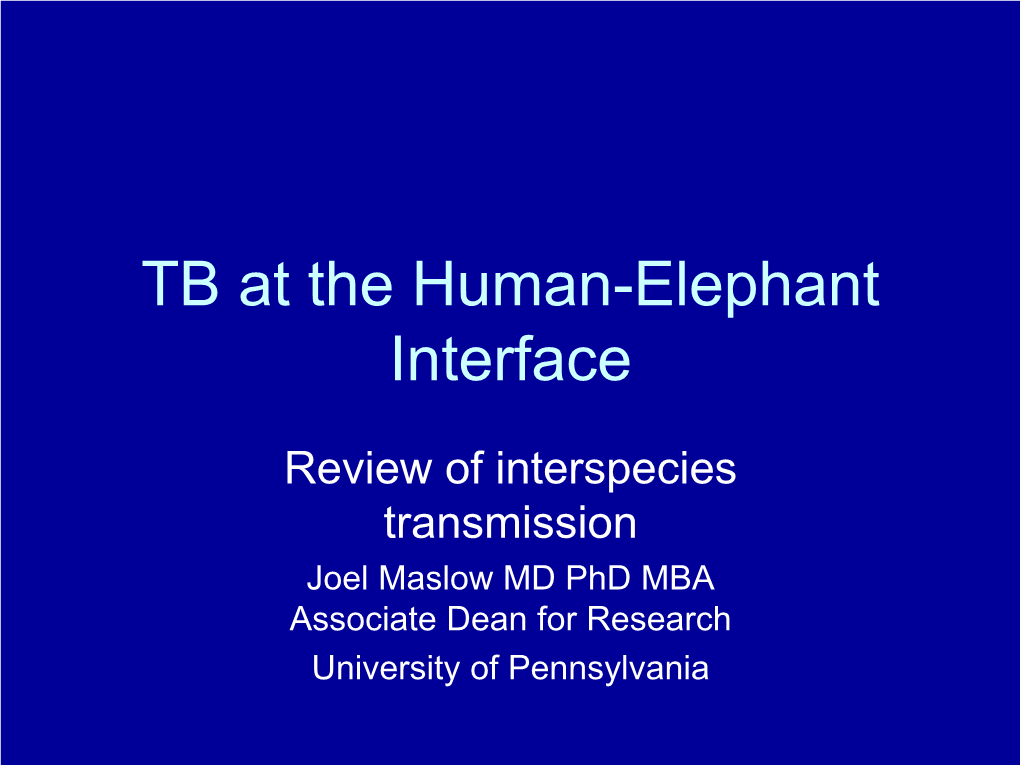 TB at the Human-Elephant Interface