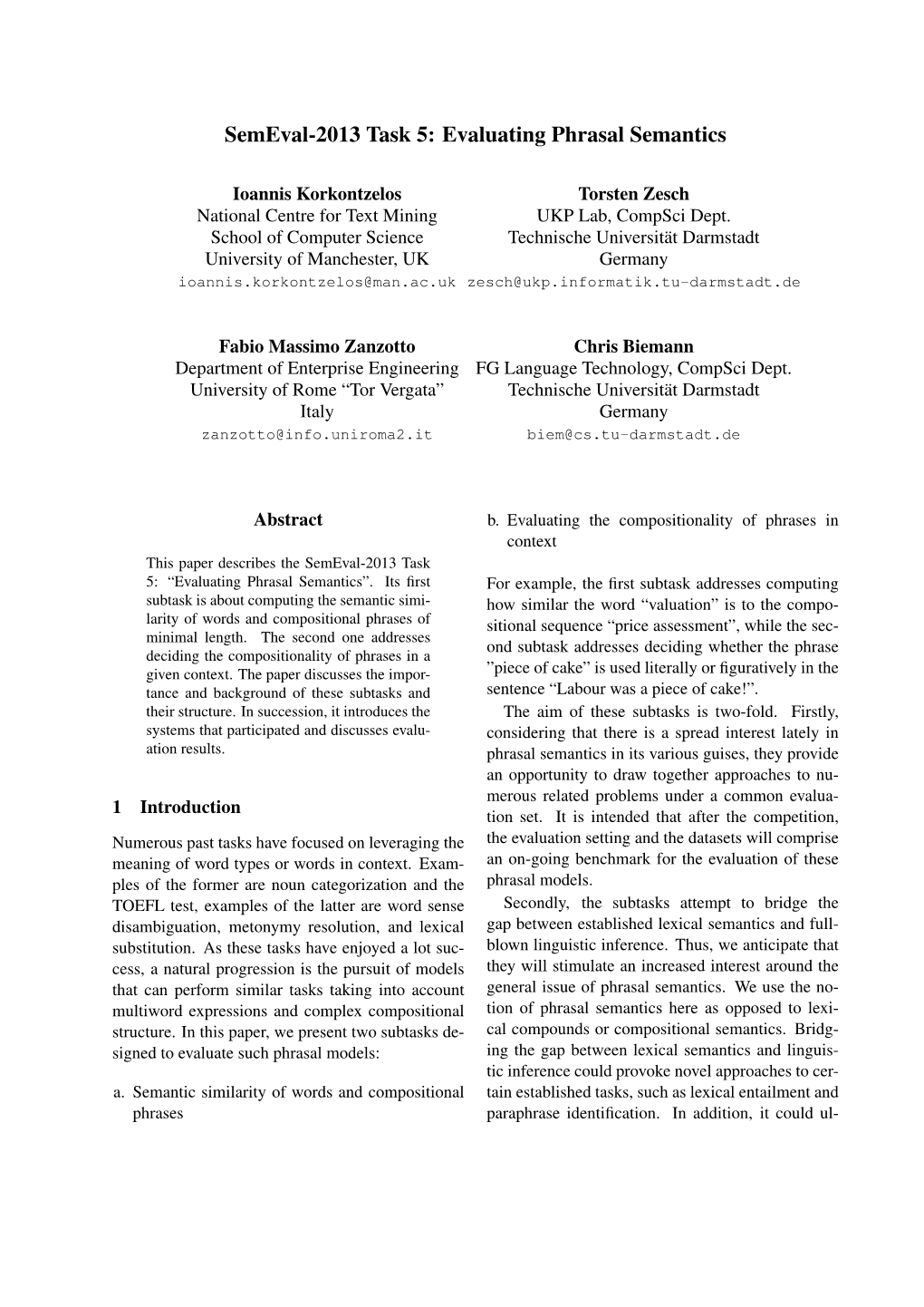 Semeval-2013 Task 5: Evaluating Phrasal Semantics