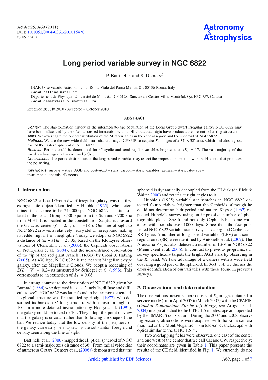 Long Period Variable Survey in NGC 6822