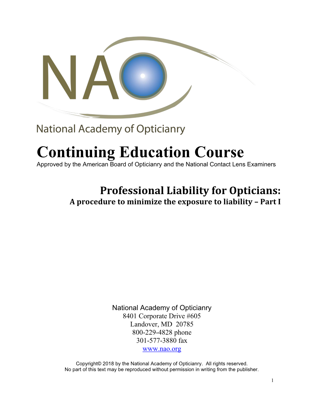 Professional Liability for Opticians