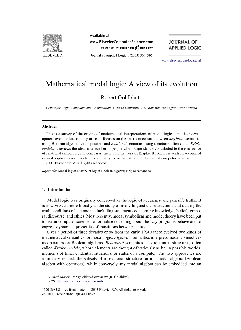 Mathematical Modal Logic: a View of Its Evolution