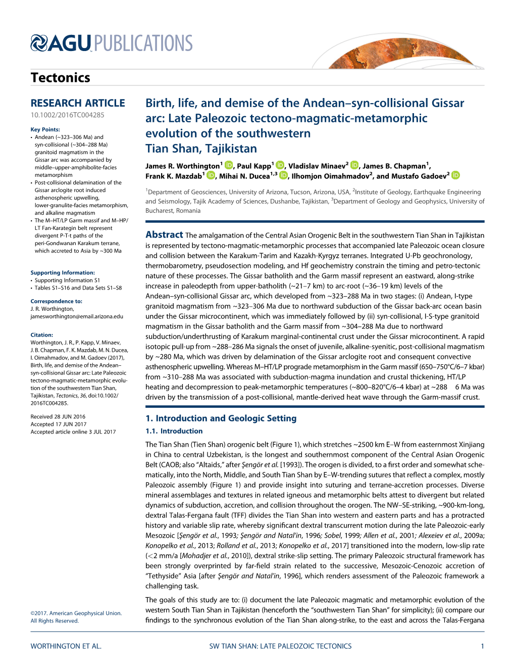 Birth, Life, and Demise of the Andean–Syn-Collisional Gissar Arc: Late