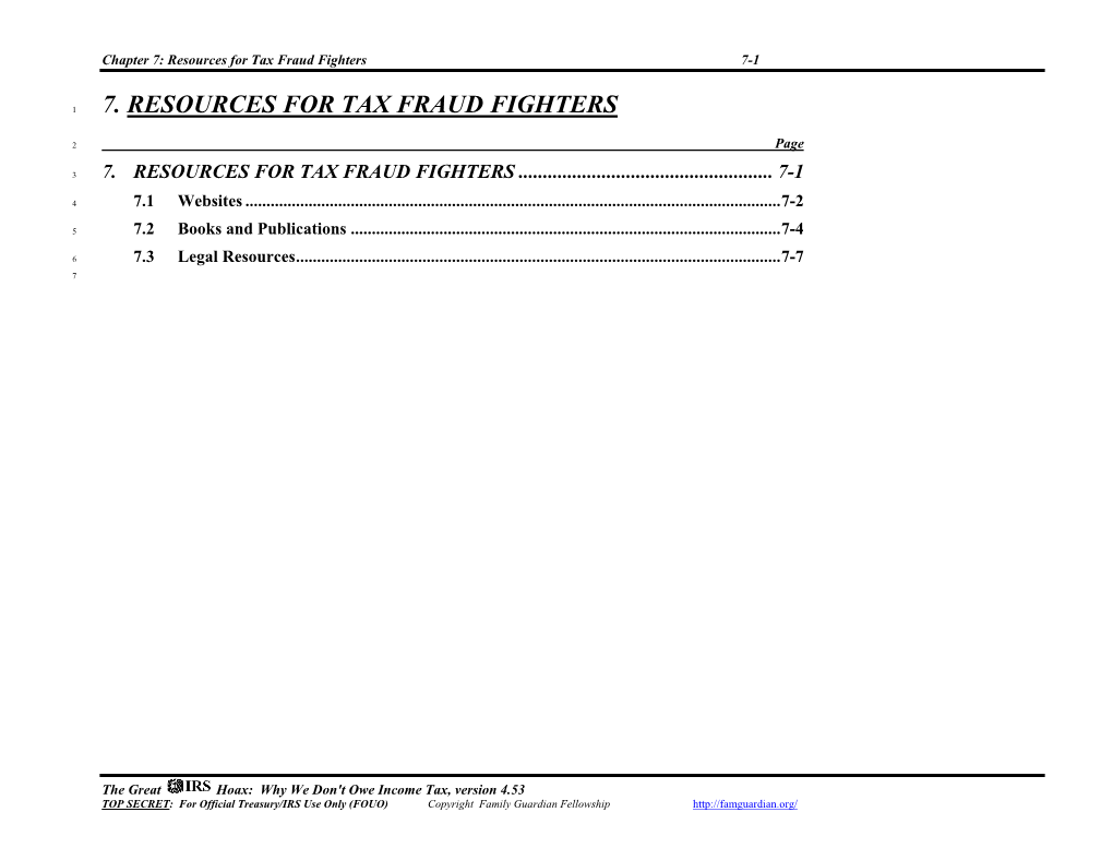 7. Resources for Tax Fraud Fighters