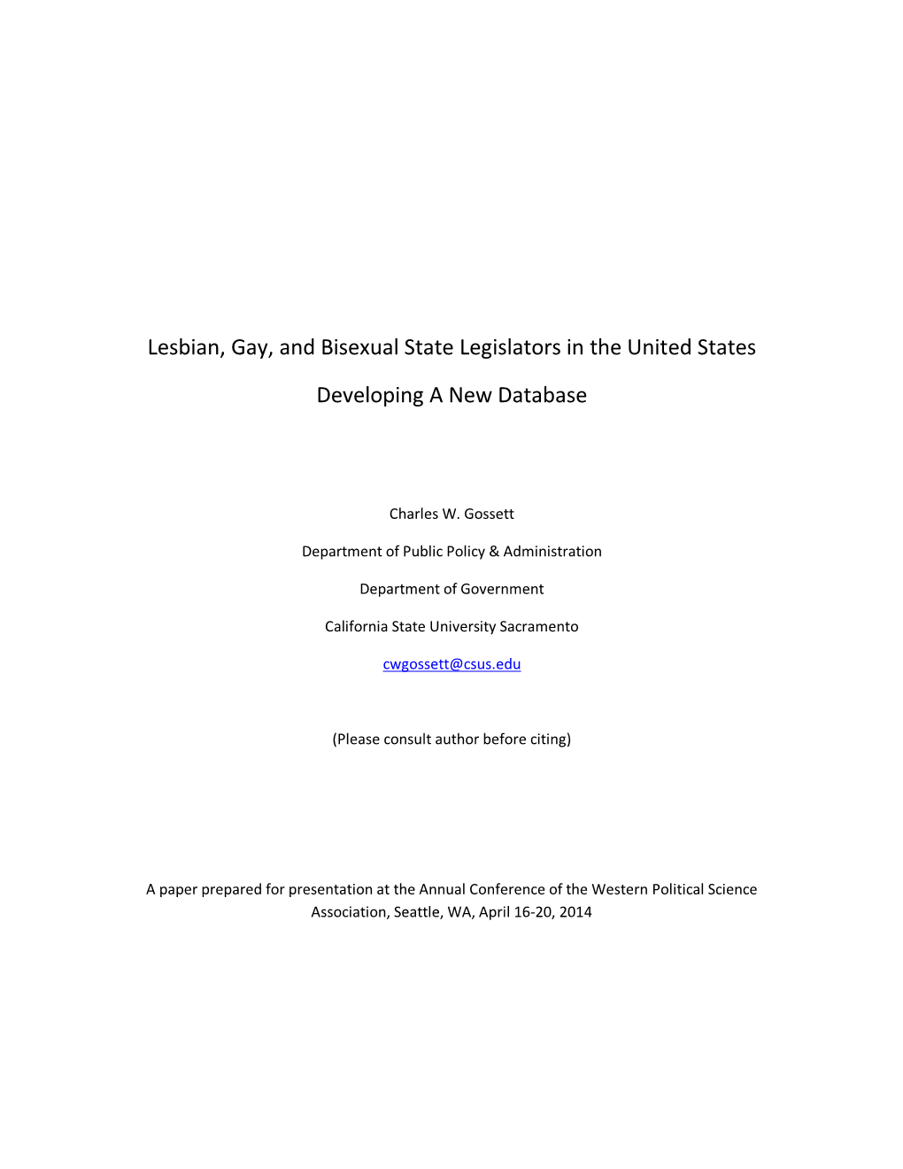 Lesbian, Gay, and Bisexual State Legislators in the United States