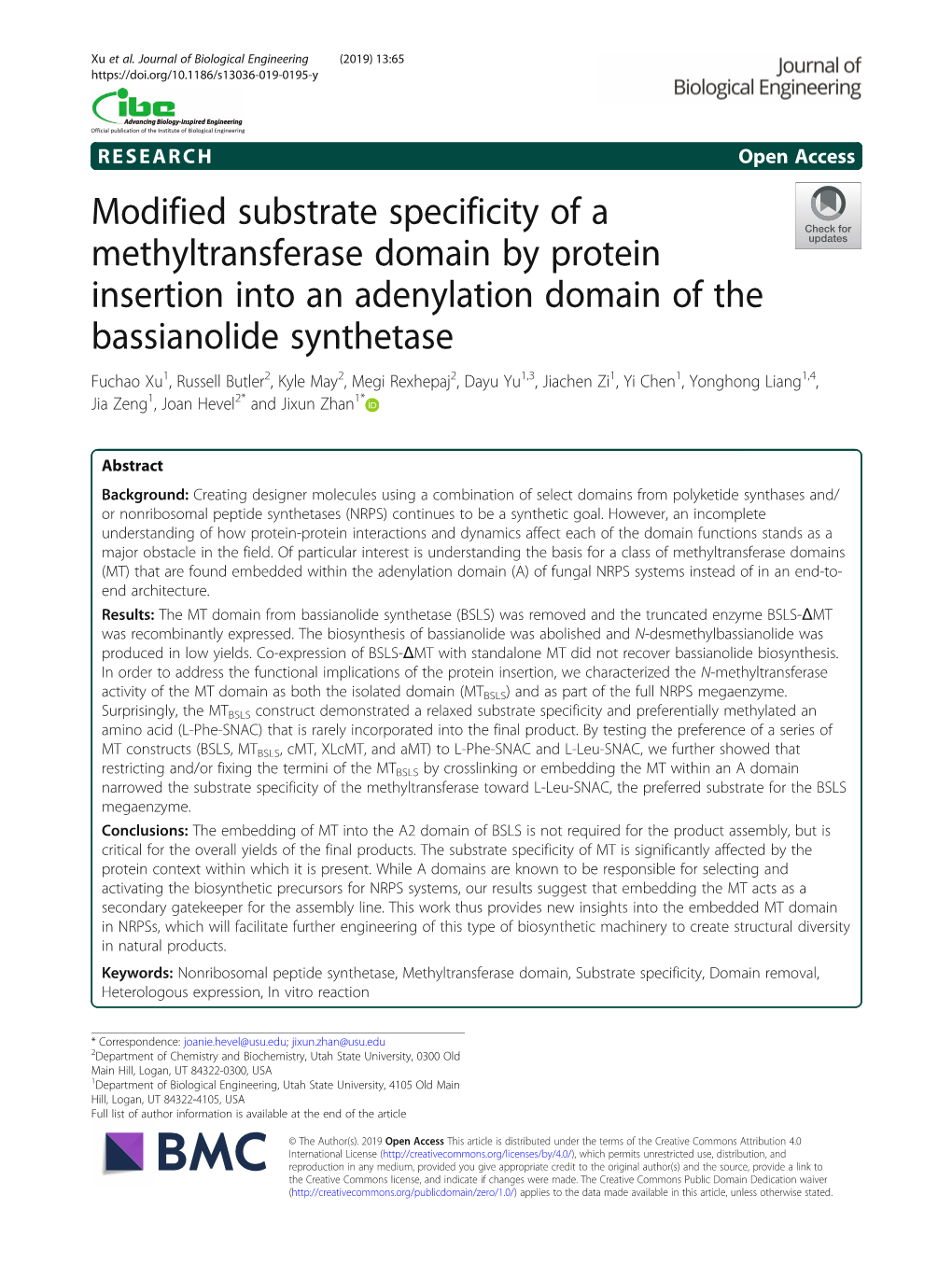 Modified Substrate Specificity of a Methyltransferase Domain By