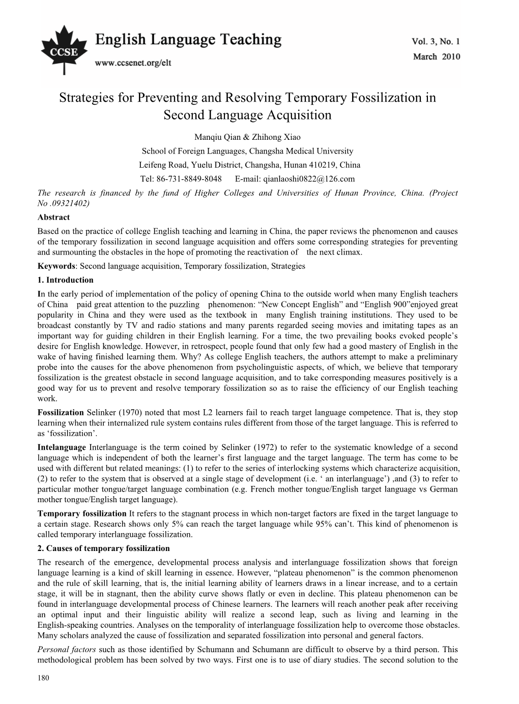 Strategies for Preventing and Resolving Temporary Fossilization in Second Language Acquisition
