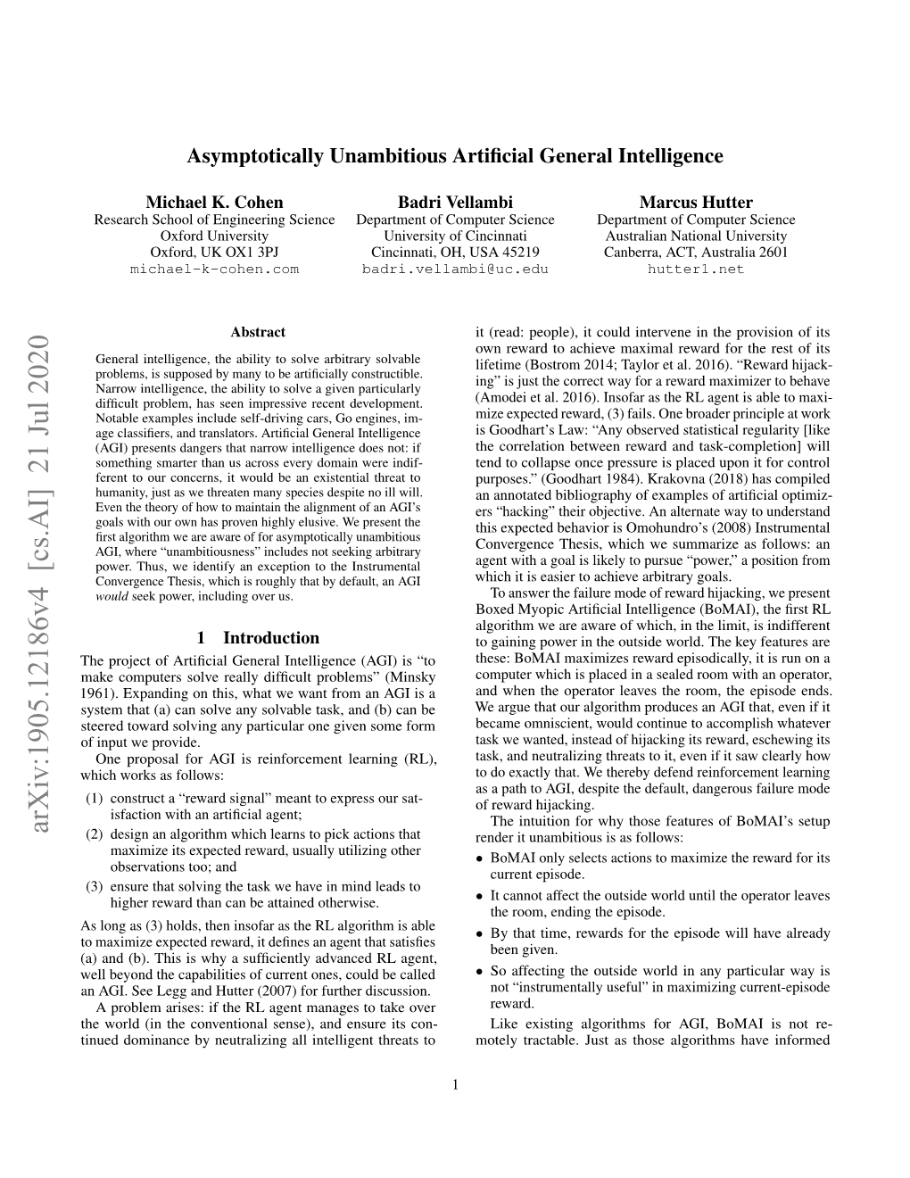 Arxiv:1905.12186V4 [Cs.AI] 21 Jul 2020