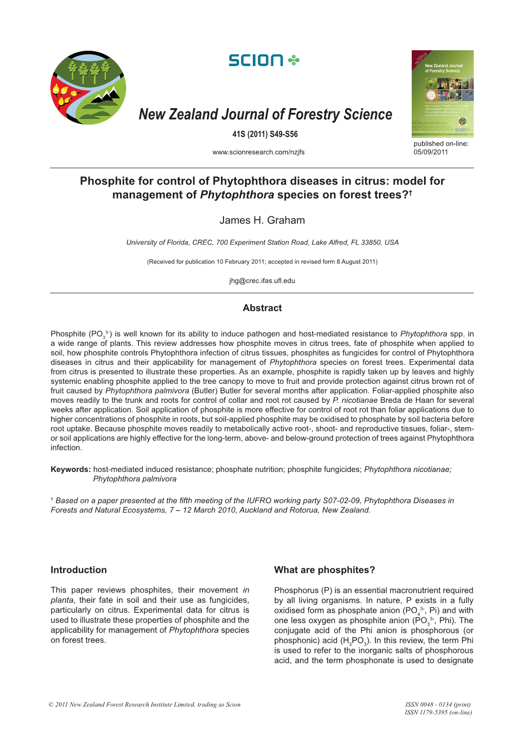 New Zealand Journal of Forestry Science 41S (2011) S49-S56 Published On-Line: 05/09/2011