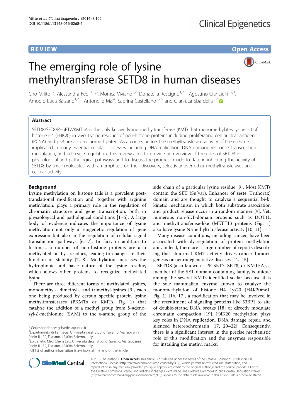 The Emerging Role of Lysine Methyltransferase SETD8 in Human