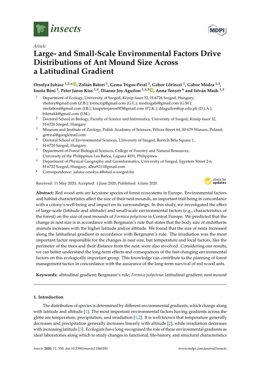 And Small-Scale Environmental Factors Drive Distributions of Ant Mound Size Across a Latitudinal Gradient