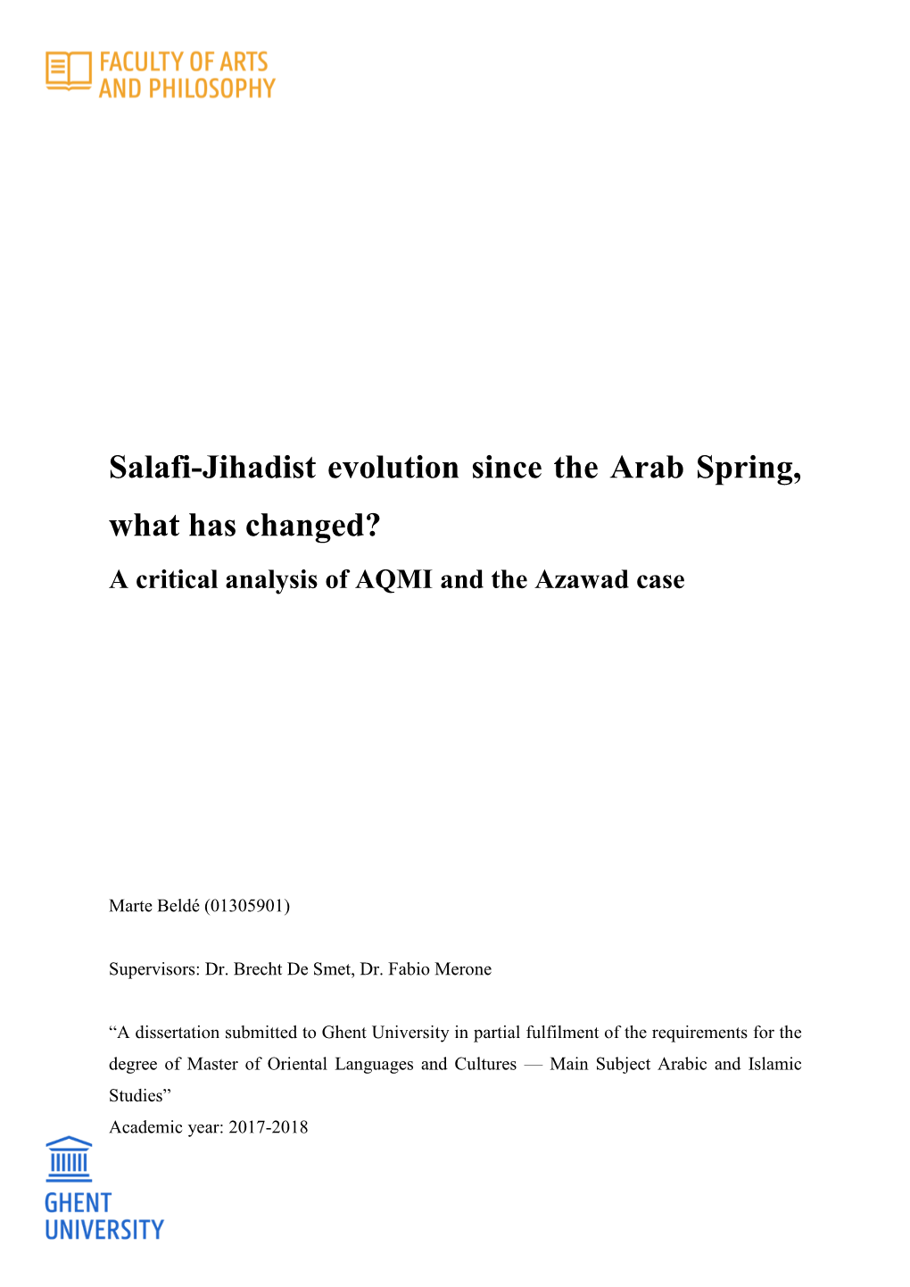 Salafi-Jihadist Evolution Since the Arab Spring, What Has Changed? a Critical Analysis of AQMI and the Azawad Case