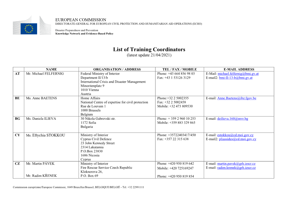 National Training Coordinators