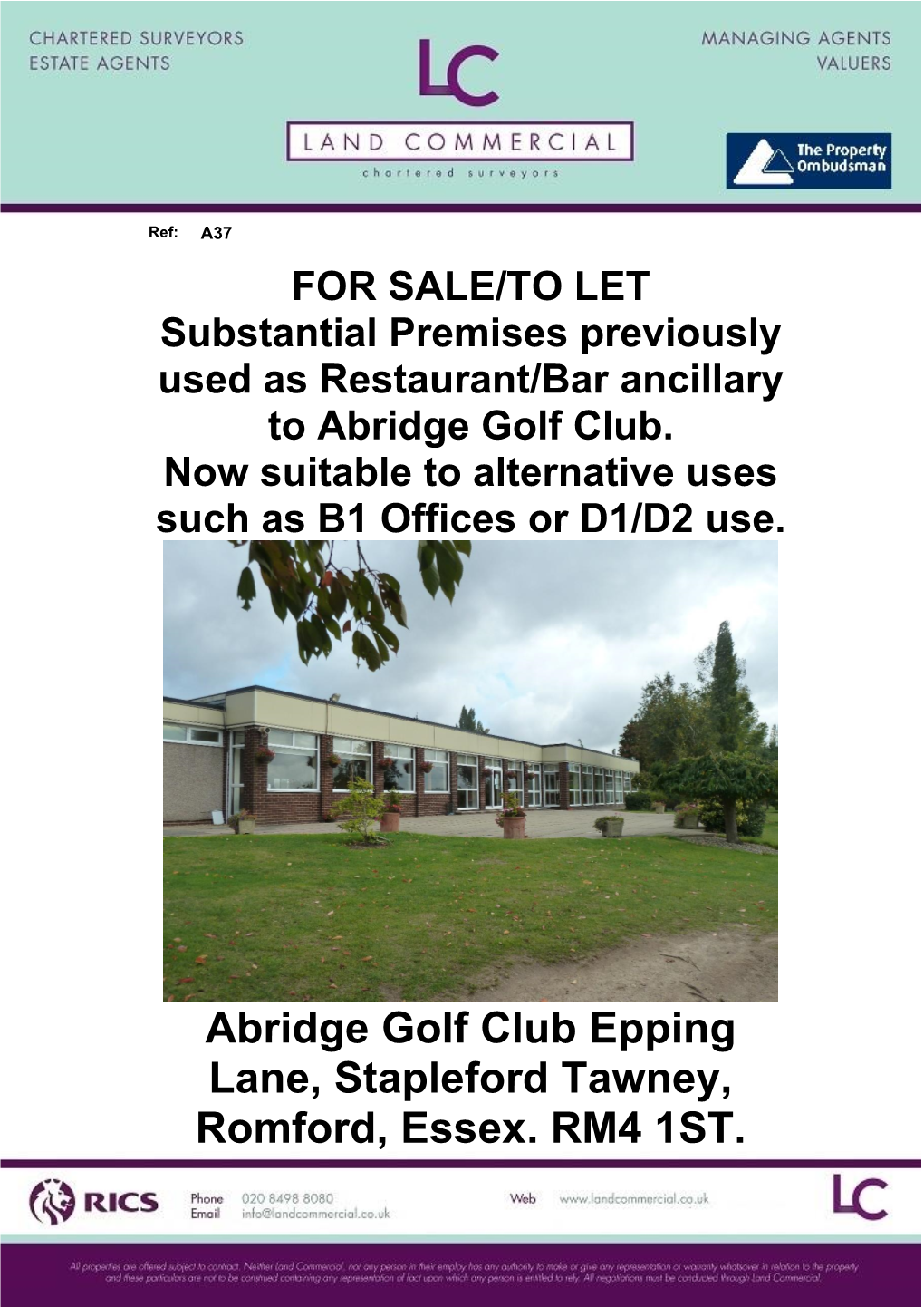 Abridge Golf Club Epping Lane, Stapleford Tawney, Romford, Essex