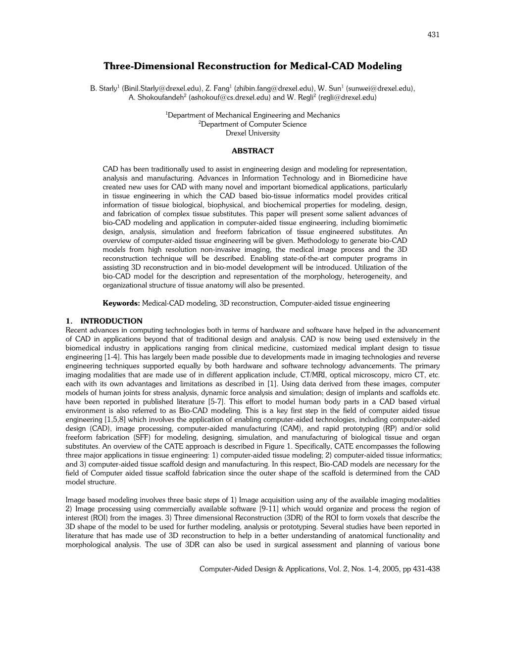 Three-Dimensional Reconstruction for Medical-CAD Modeling