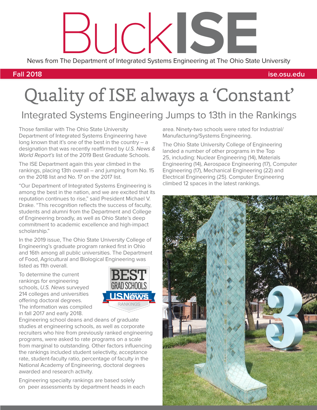 Quality of ISE Always a ‘Constant’ Integrated Systems Engineering Jumps to 13Th in the Rankings