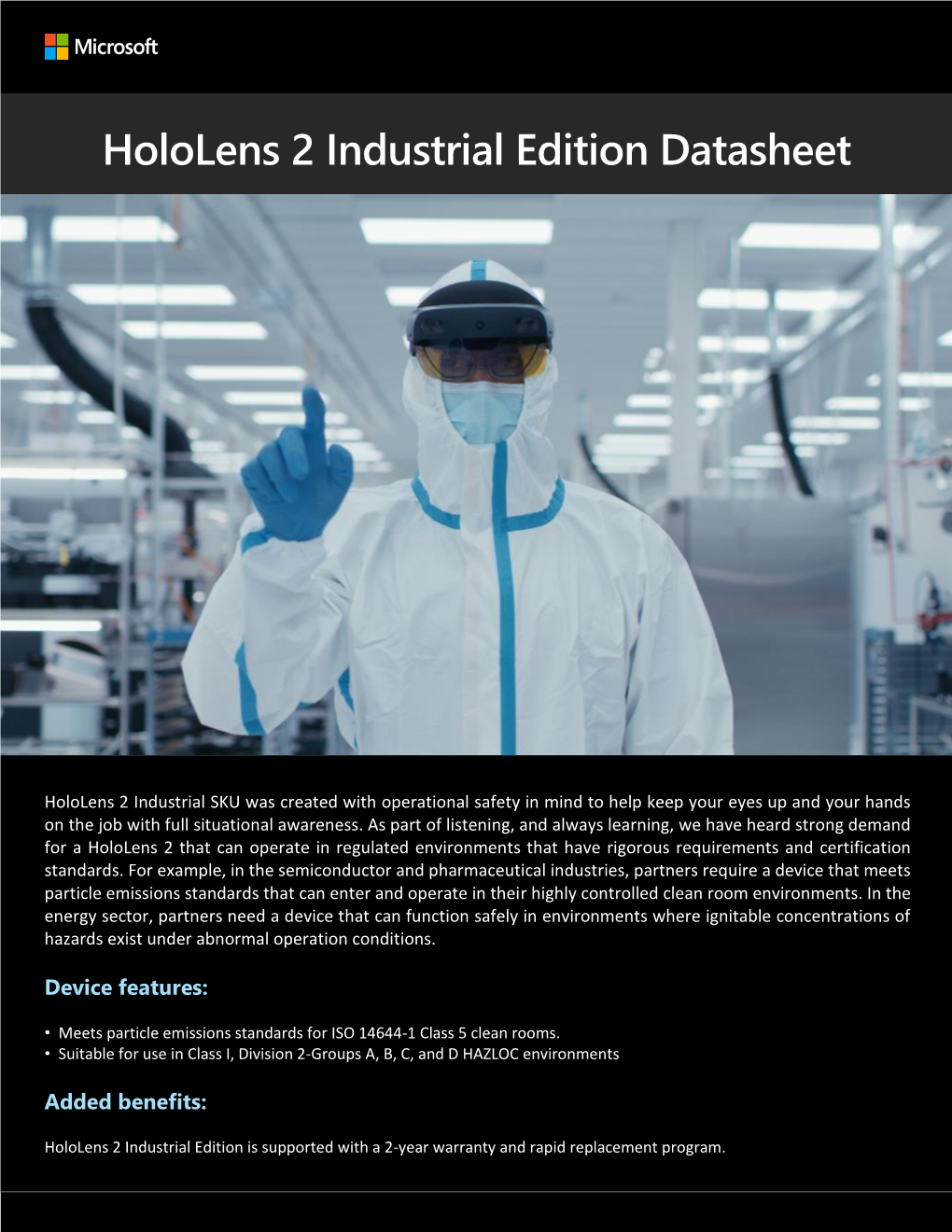 Hololens 2 Industrial Edition Datasheet