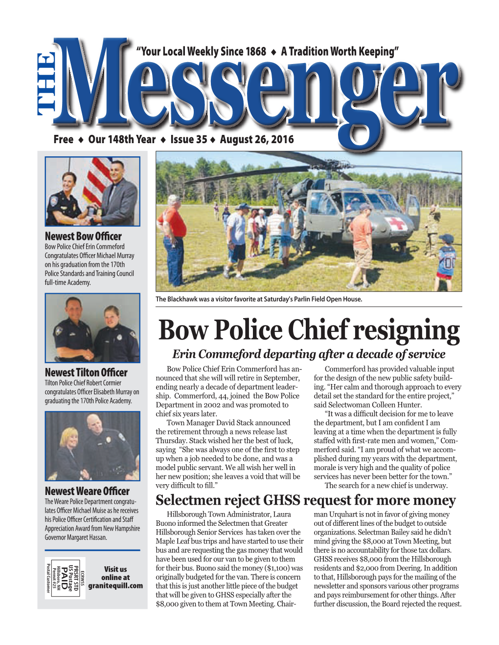 Bow Police Chief Resigning Bow Police Nounced That She Will Will Retire in September, - Ending Nearly a Decade of Department Leader Joined the Bow Police 44, Ship