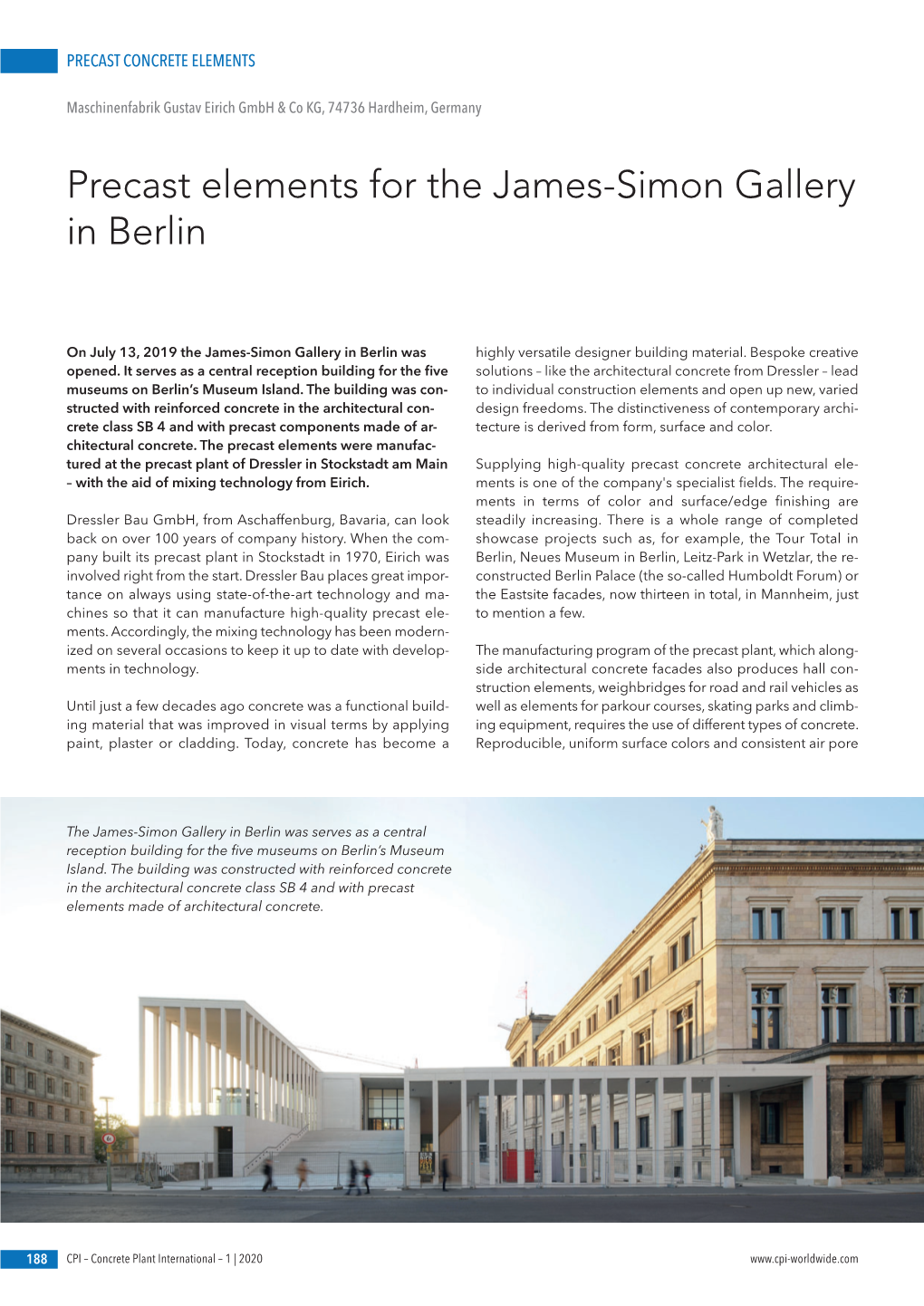 Precast Elements for the James-Simon Gallery in Berlin