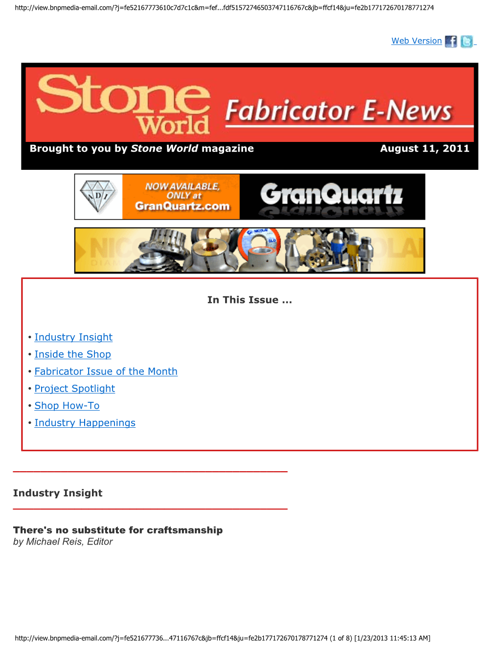 Brought to You by Stone World Magazine August 11, 2011 in This