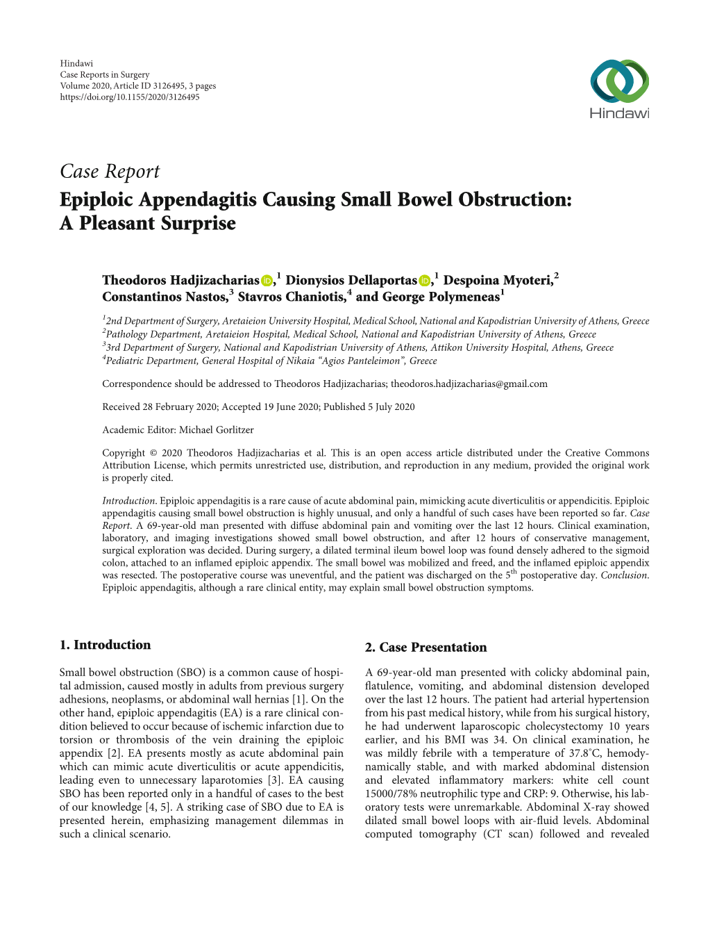 Epiploic Appendagitis Causing Small Bowel Obstruction: a Pleasant Surprise