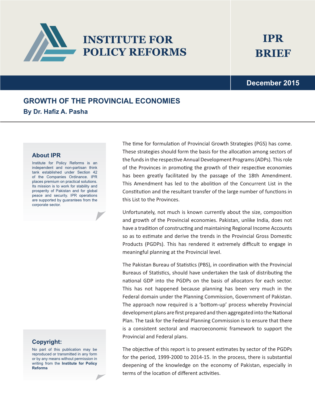 December 2015 GROWTH of the PROVINCIAL ECONOMIES