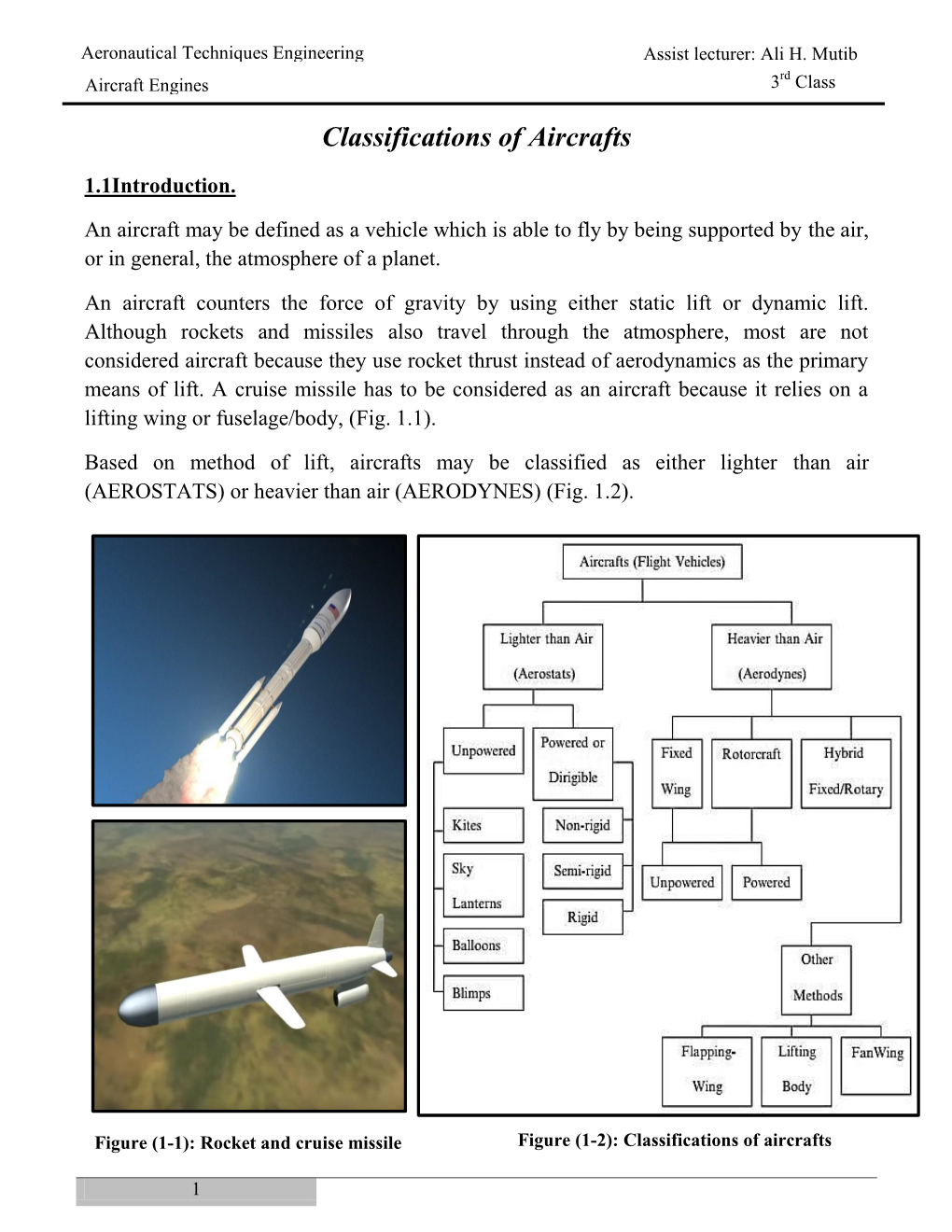 Classifications of Aircrafts