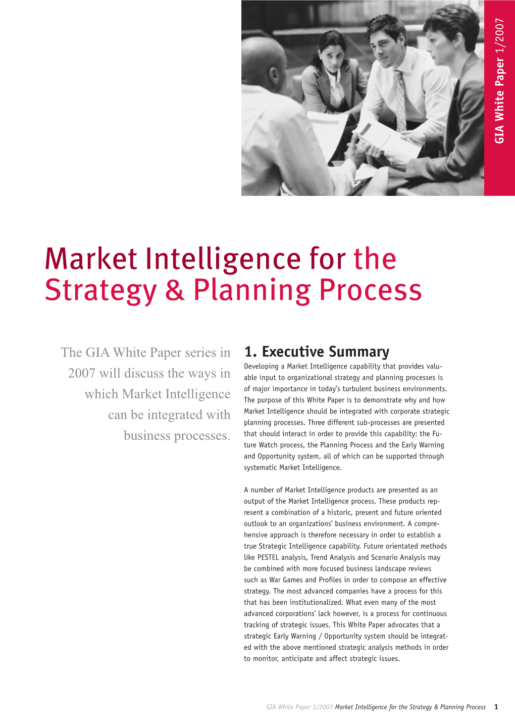 Market Intelligence for the Strategy & Planning Process