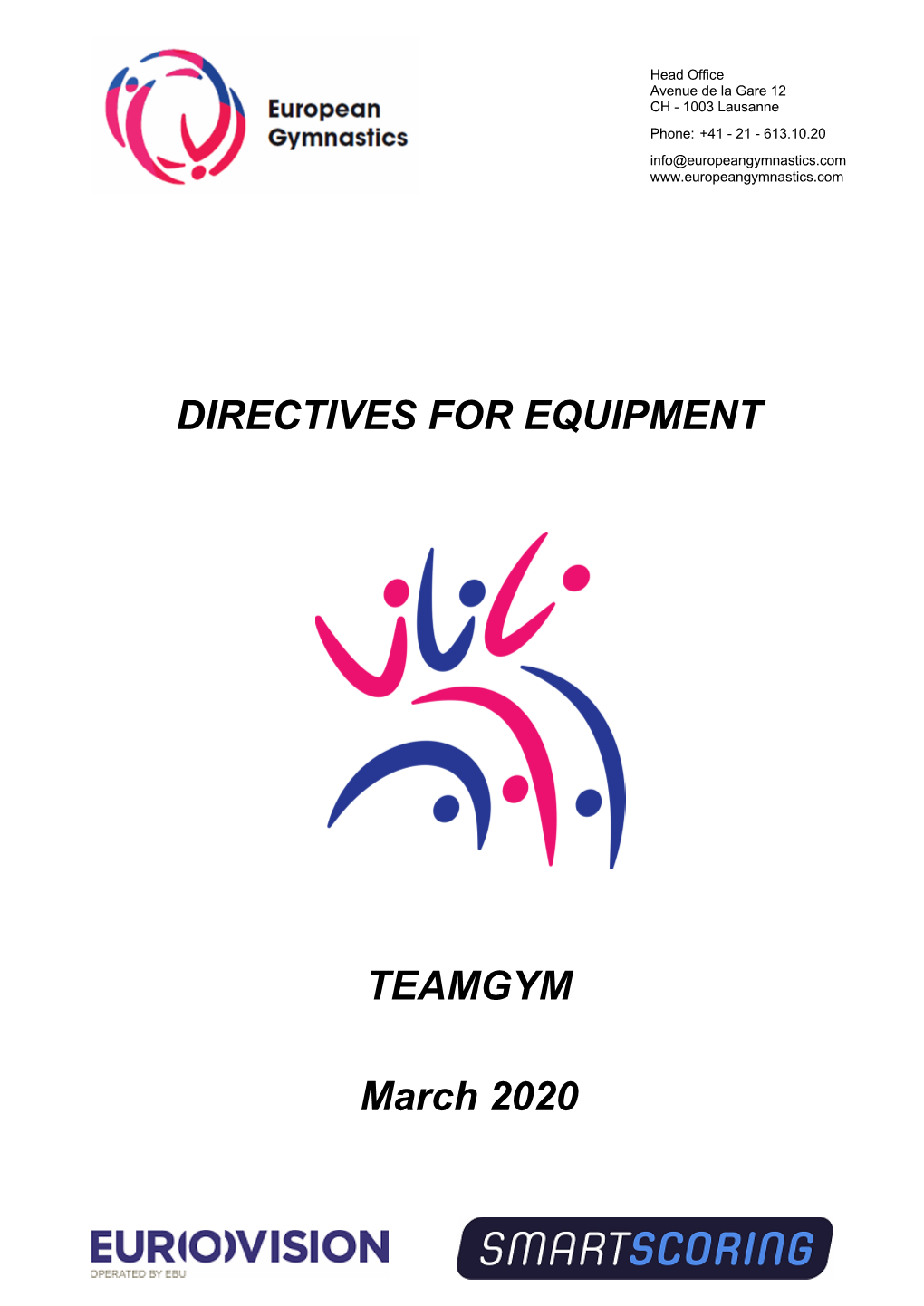 DIRECTIVES for EQUIPMENT TEAMGYM March 2020