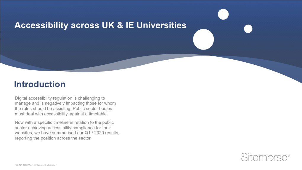 Introduction Accessibility Across UK & IE Universities