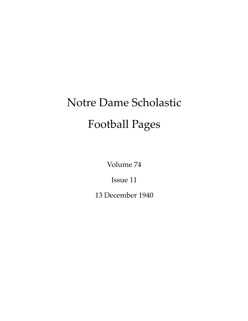 Notre Dame Scholastic Football Review