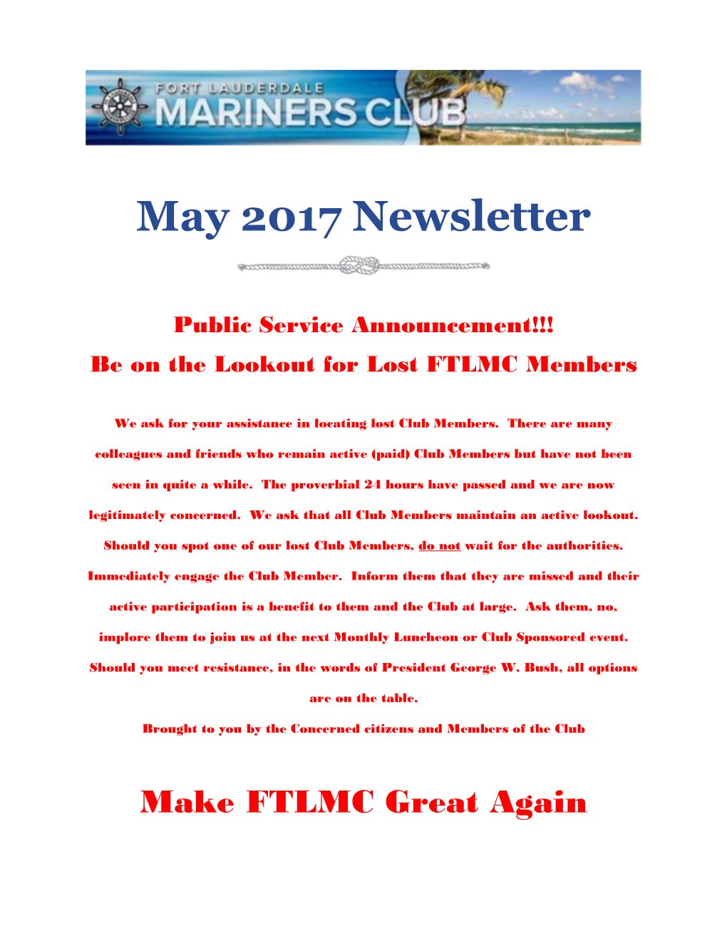 May 2017 Newsletter