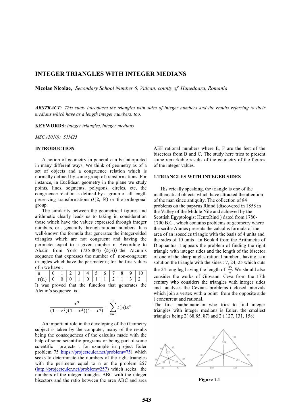 Integer Triangles with Integer Medians